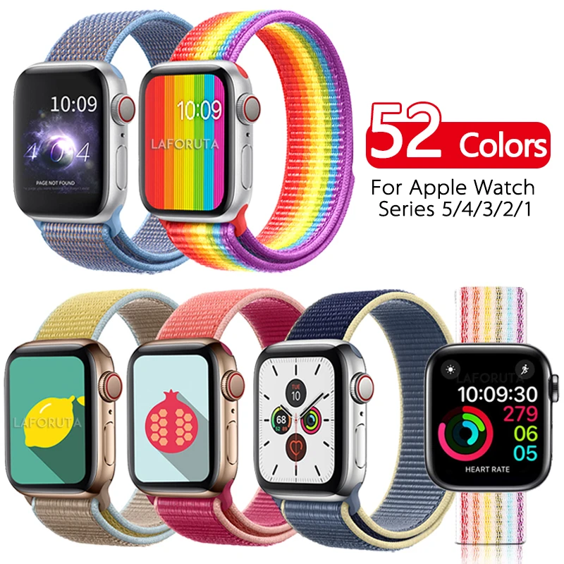 

Band For Apple Watch 44mm 40mm Strap Nylon iWatch Correa Series 5 4 3 2 Sport Loop 42mm 38mm Bracelet Watchband Accessories New