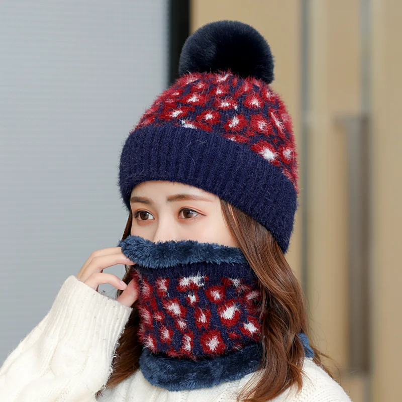Skullies Beanies женский шарф леопардовые зимние трикотажные изделия шапки для женщин Женская бини Балаклава маска твердая женская шляпа Gorro