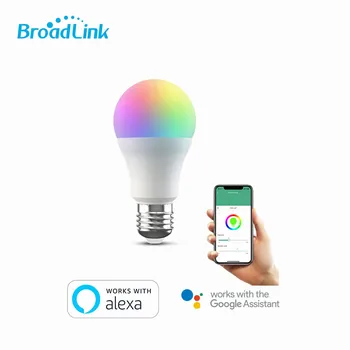 

BroadLink Smart Bulb, 10W RGB Dimmable Wi-Fi LED Smart Light Bulbs Color Changing A19 800lm, Works with Alexa, Google Home, Siri