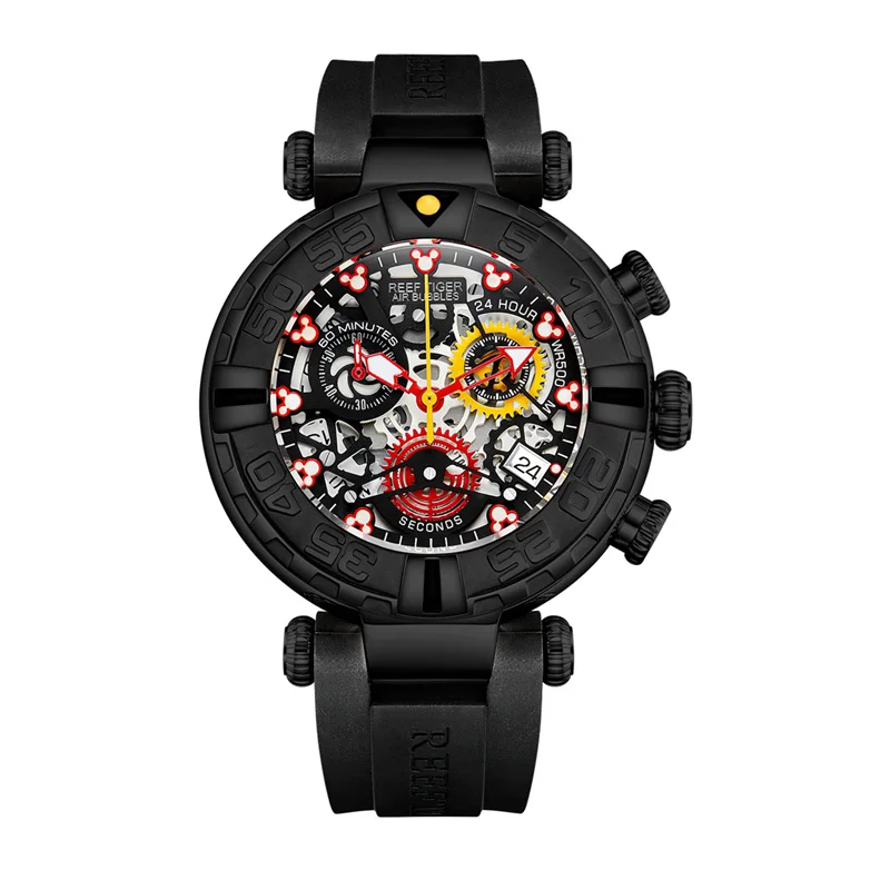 REEF TIGER/RT дизайн Топ бренд Мужские часы Резиновый стальной Скелет спортивные водонепроницаемые мужские часы Relogio Masculino+ коробка RGA3059 - Цвет: 2