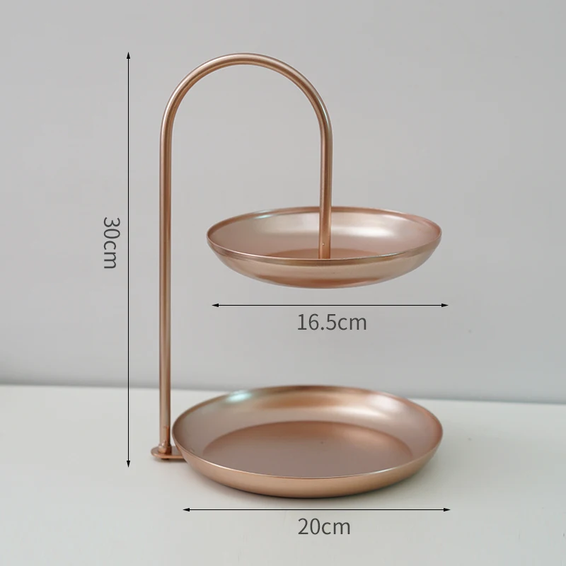 Rose gold Сетка в скандинавском стиле, красная железная Фруктовая тарелка, креативная домашняя многослойная фруктовая чаша, журнальный столик, многофункциональное блюдо для хранения YHJ110108 - Цвет: Rose gold