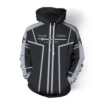 

Hot Japanese Animation Sword Art Online Kirito Hoodies Cosplay Clothing Animation Hoodie High Quality Cotton Unisex