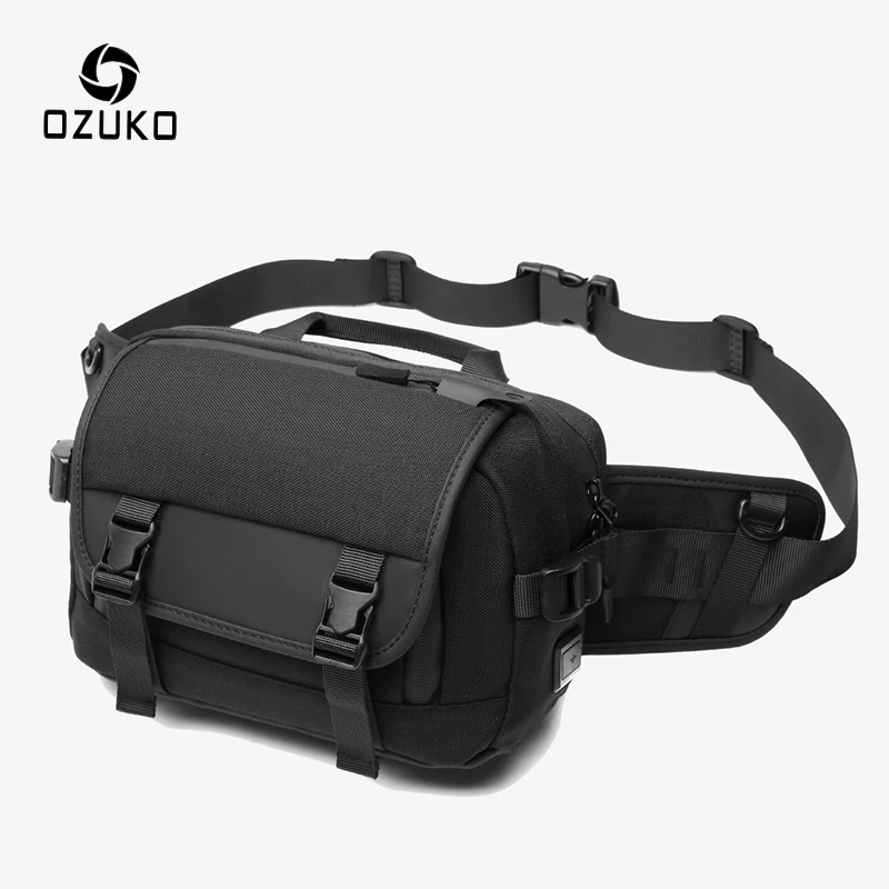 

OZUKO Men Waist Bag Fashion Multifunction Outdoor Fanny Pack Waterproof Waist Packs Male Travel Phone Pouch Crossbody Belt Bags