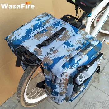 Große Doppel-Satteltasche Camo blue für Radreisen, Touren, Ausflüge - wasserdicht und quick release 1