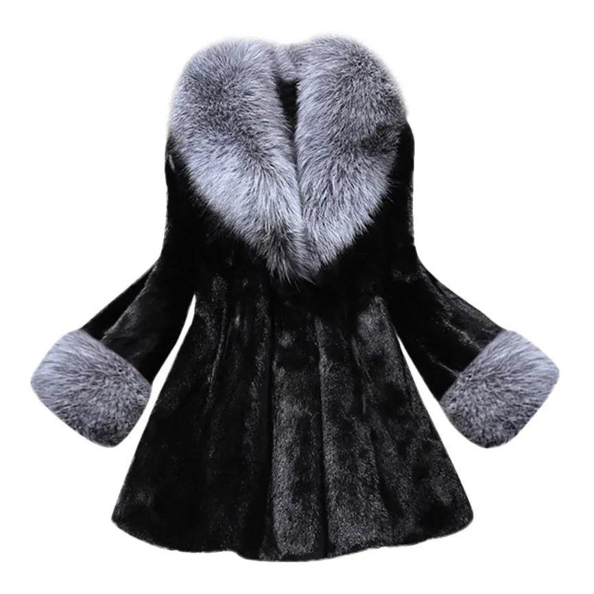 Женская зимняя теплая однотонная длинная шуба из искусственного меха норки с капюшоном, шуба, манто, женская толстая верхняя одежда, черный, белый цвет - Цвет: Black