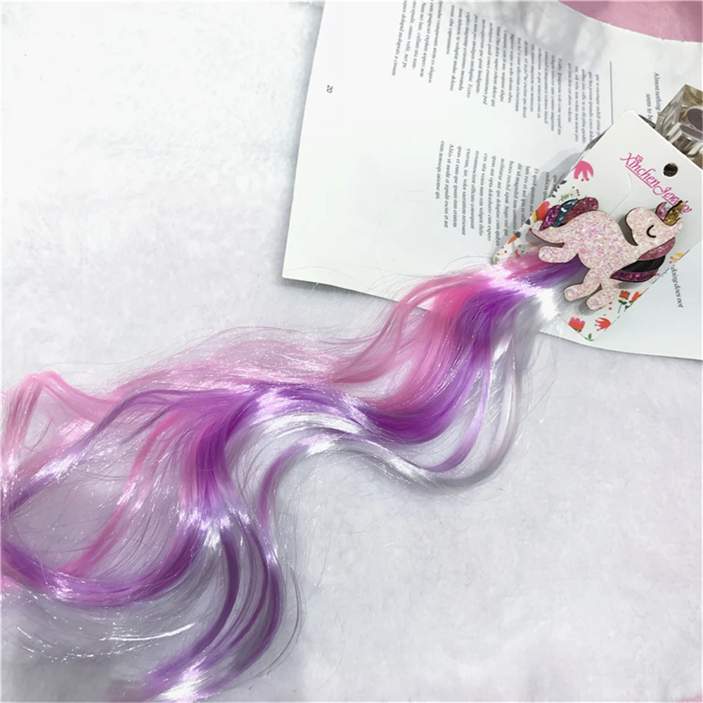 Lovely Gradient Colorful Unicorn Wigs Hair Clips Hairpins for Girls Princess Hair Ornament Headband Barrettes Hair 5