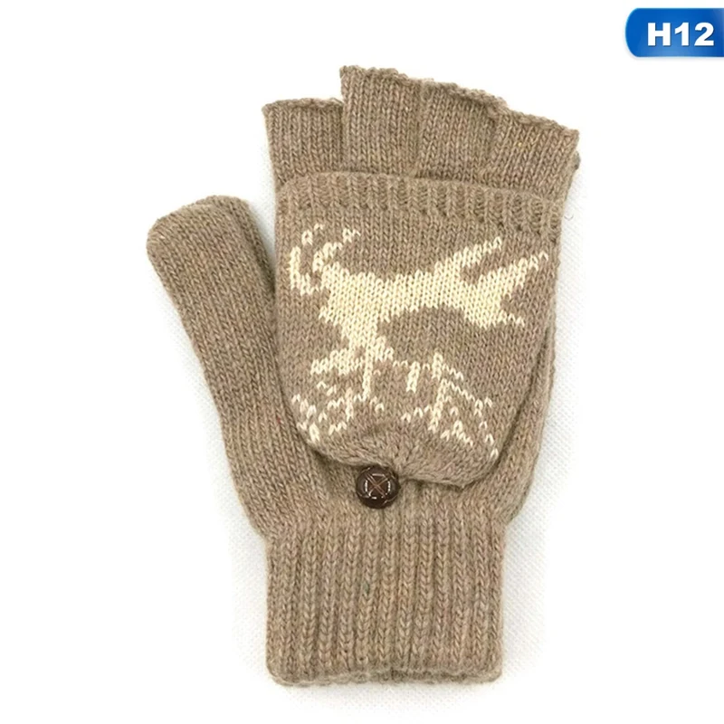GLV0458H12 Женские трикотажные мягкие теплые, зимние, шерстяные перчатки, варежки без пальцев - Цвет: GLV0458H12