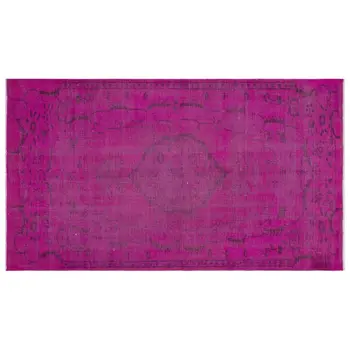 

Handmade Fuchsia Vintage Overdyed Turkish Area Rug 146x262 Cm-4'9''X8'7''