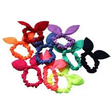 12Pcs/lot Children Hair Band Cute Polka Dot Bow Rabbit Ears Headband Girl Ring Scrunchy Kids Ponytail Holder Hair Accessories(China)