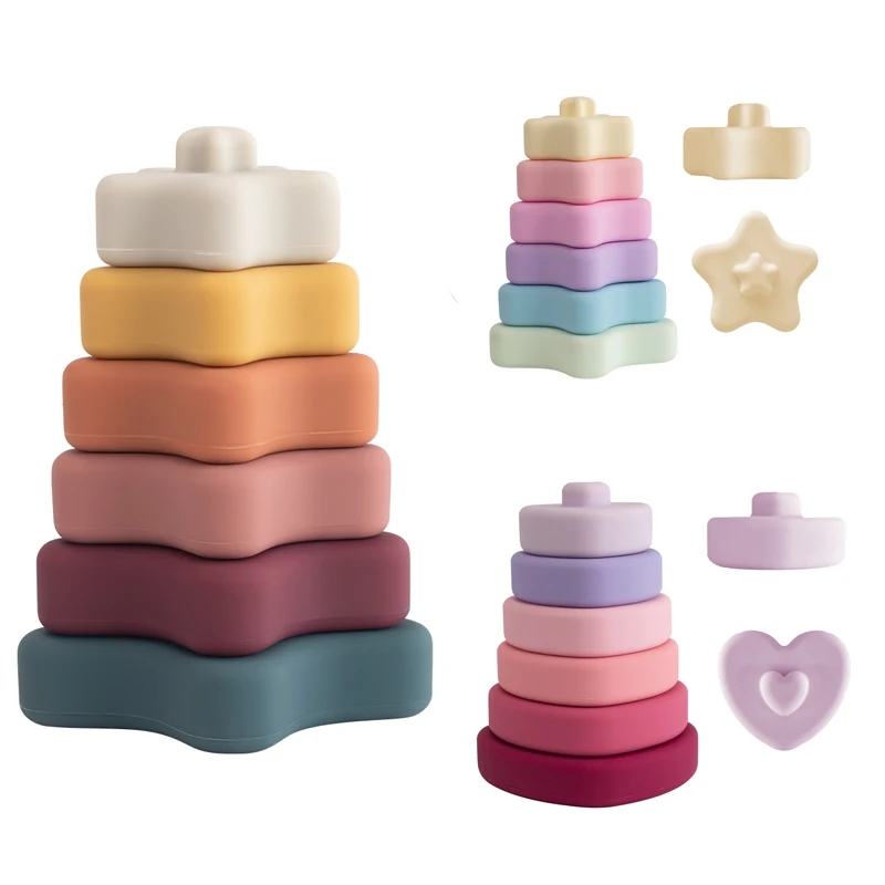 

Silicone Baby Teether Building Block Montessori Toys Educational Shapes Wooden Toys For Kids Educational Games Educational Toys