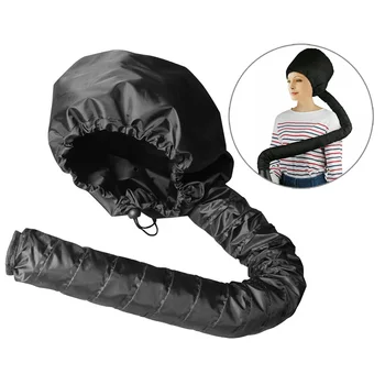 

Bonnet Dryer Soft Hair Drying Cap Hood For Styling, Curling Black Silver Coated Cloth Adjustable 1Pc