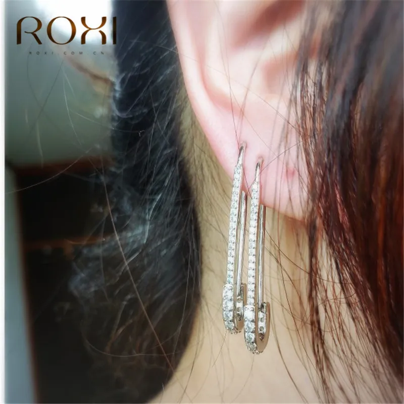 ROXI, европейские, панк, хип-хоп, безопасная Шпилька, серьги-гвоздики, модные ювелирные изделия для женщин, изысканные циркониевые серьги, корейские, oorbellen