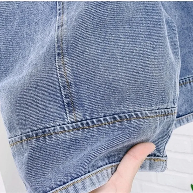 2025 Autumn New Children Loose Overalls Baby boys girls casual Jean Jumpsuit Solid Outwear Cloth 1-7Y Kids high qualit bib pants — view 6