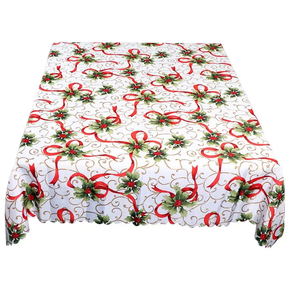 Белая Рождественская скатерть с принтом, скатерть для обеденного стола, Рождественское украшение, прямоугольная скатерть - Цвет: Насыщенный сапфировый
