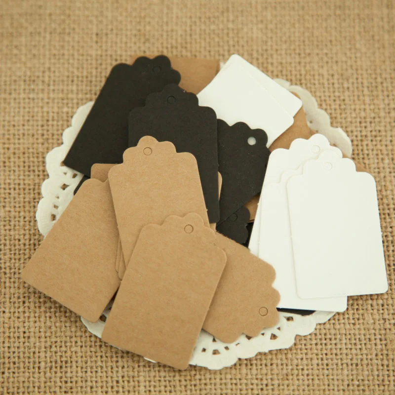 

100pcs 5*3cm Kraft Paper Tags Blank Cookie Gift Hang Tag Labels Product Gift Package Crafts Baking Shope Price Tag Paper Label