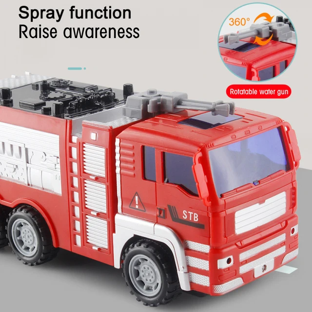Children's large fall-resistant fire truck toy set ladder truck lift sprinkler  Fireman engineering truck Toy Educational Toys 4