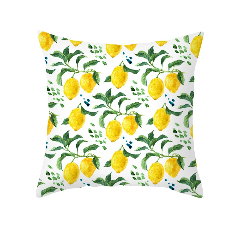 Nordic Fresh Yellow Lemon Print Pillowcase Hot Simple Polyester Cushion Case Floral Letters Pillows Case Decorative Sofa Couch 