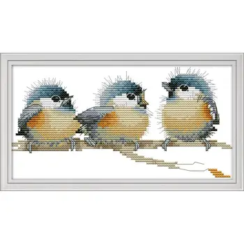 

Joy Sunday New Arrival Three Birds Needlework DMC DIY Chinese Handmade 14CT Cross Stitch Sets For Embroidery Kit Gift Home Decor