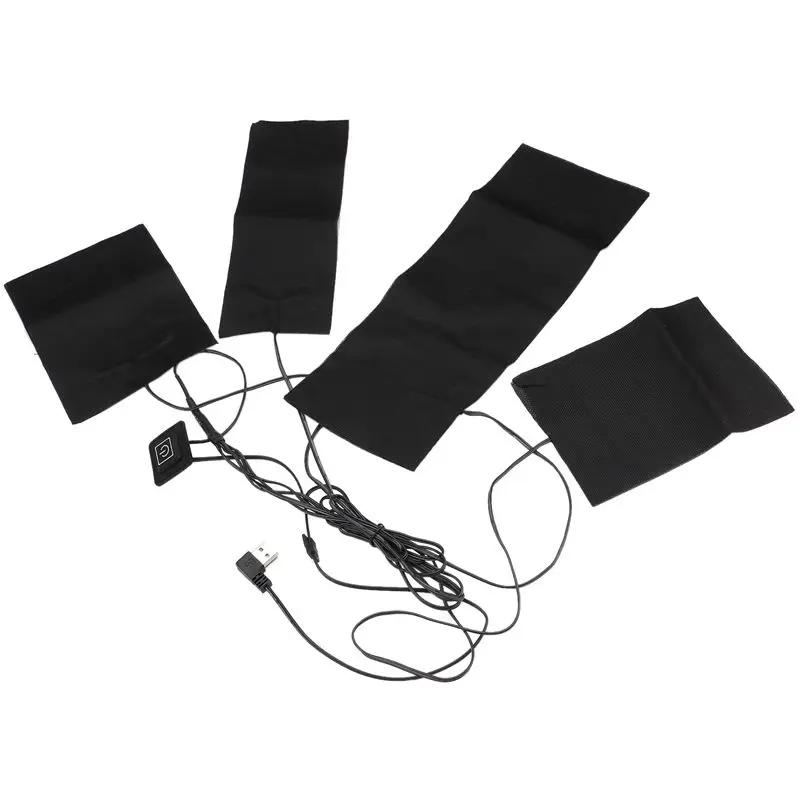 Портативный нагревательный тканевый коврик 4 в 1 USB электрические нагревательные колодки Одежда Нагреватель Теплее для жилета