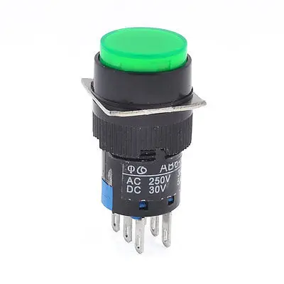 

Green Round Cap SPST 6 Pins Momentary Push Button Switch AC 250V 3A DC 30V 5A