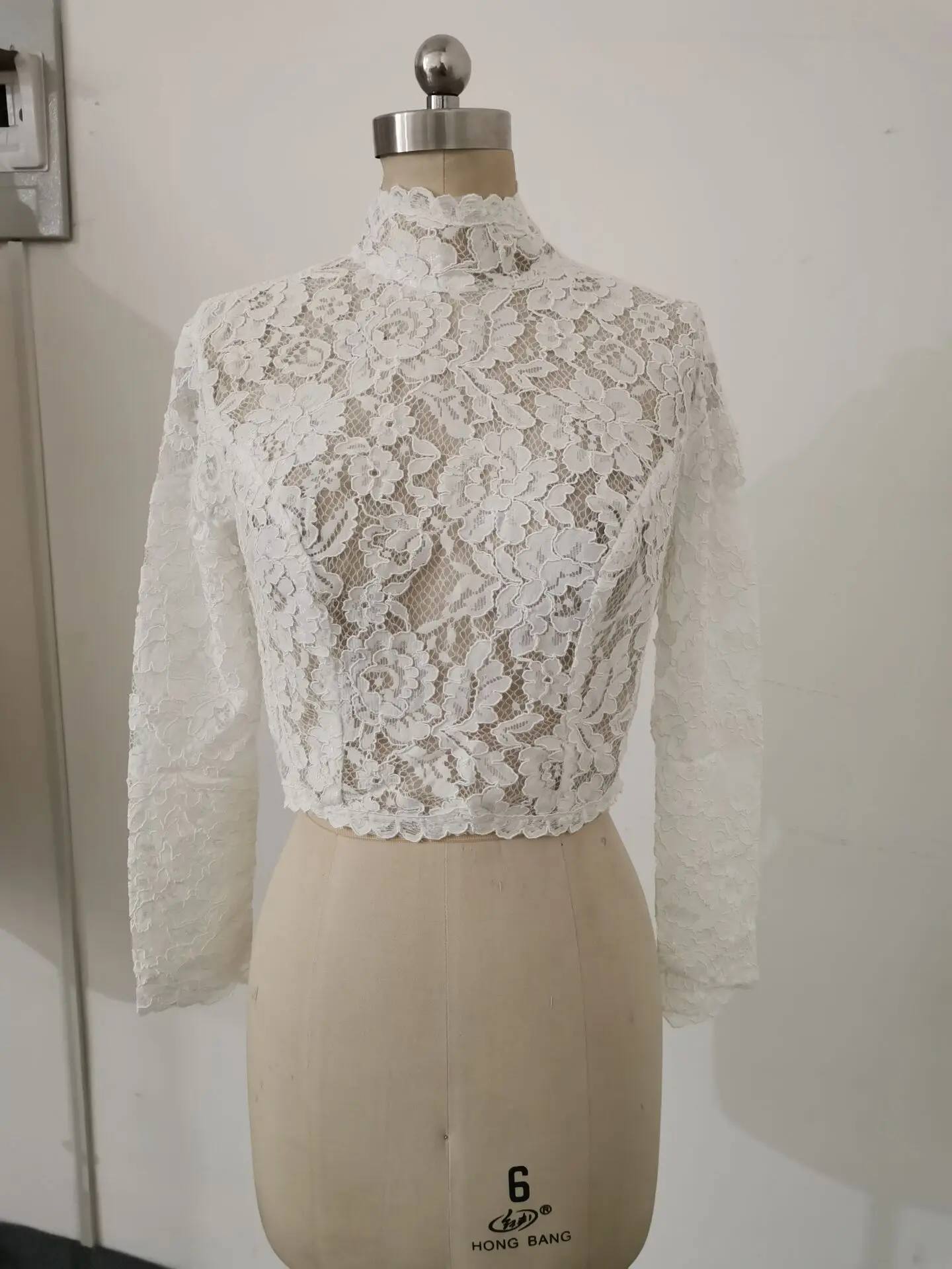 T25 White Ivory Lace Shawl Bolero Wedding Jacket Bridal Custom Size 3/4 Sleeve-G 