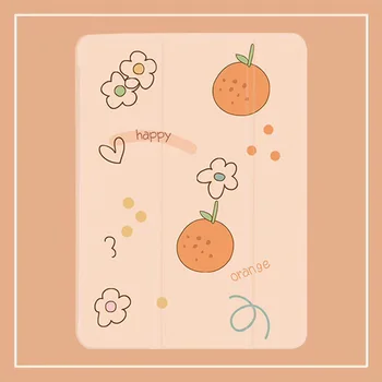 

Cute Orange For iPad AIR 2 3 10.5 Pro 2019 7th 10.2 inch Case for iPad 2017 2018 9.7 Mini 5 Cover Capa With Pencil Holder Cases