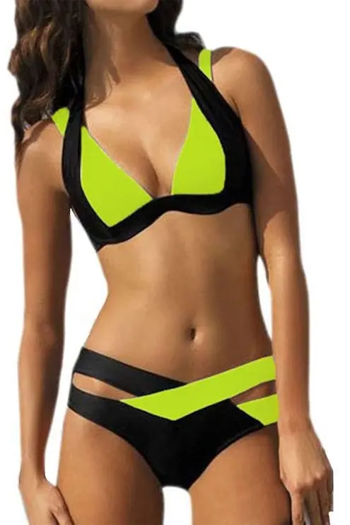 

Female Beachwear Women Swimsuit Patchwork Split Bikini Set Female Bathing Suits Ladies Swiming Suit Swimwear Plus Size Monokini