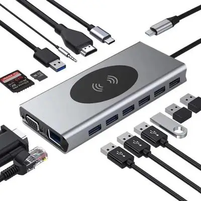 

USB C HUB 13 IN 1 Type c Adapter USB C to HDMI 3.5mm Jack Audio SD TF HDMI VGA RJ45 USB3.0 Type c Docking station for MacbookPRO