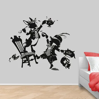 

Cartoon Rabbit Art Wall Decal Vinyl Nursery Design Alice in Wonderland Kids Room Wall Stickers Waterproof Home Decoration 3955