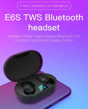 

E6S TWS V5.0 bluetooth wireless bluetooth headphones support Earphones colorful touch control wireless headset earbuds