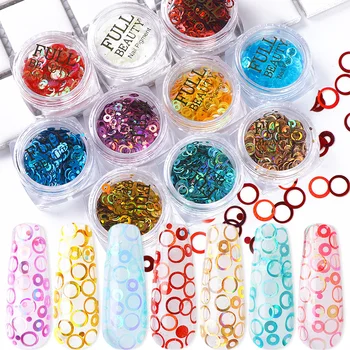 

Holographic Nail Art Glitter Laser Circle Butterfly Mirror Sequin Bubble Ring Hollow Circle Ultra Thin Decoration SAPPQ01-10