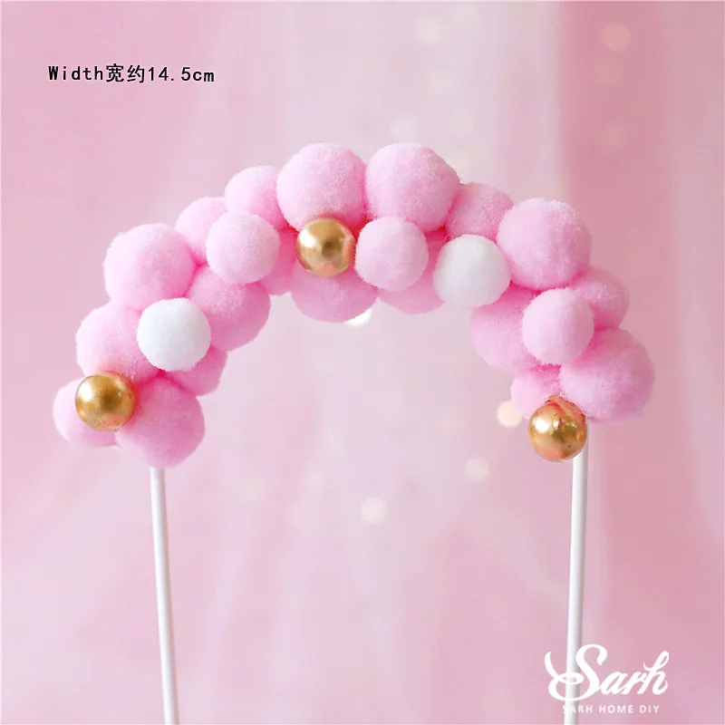 Pink arch Hairball Рождественская елка торт Топпер для дня рождения Декор Свадебный балет девочка душ принадлежности выпечки ребенок сладкий подарки - Цвет: Pink arch