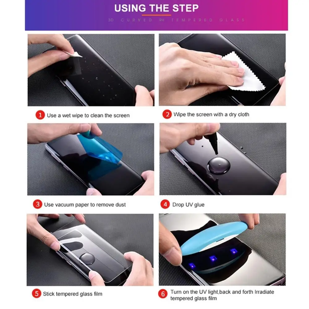 Для Galaxy Note10 Pro защитная пленка из закаленного стекла УФ-жидкость изогнутая поддержка разблокировки отпечатков пальцев