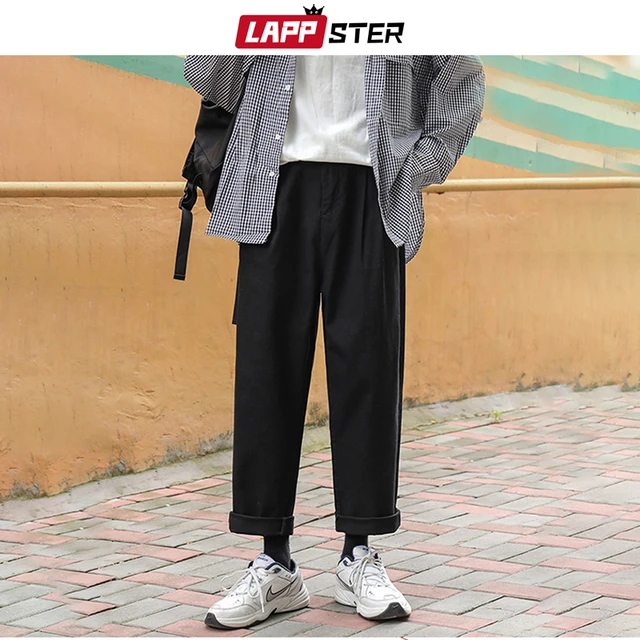 Lappster Men Korean Fashions Harem Pants Wide Leg Joggers 2022