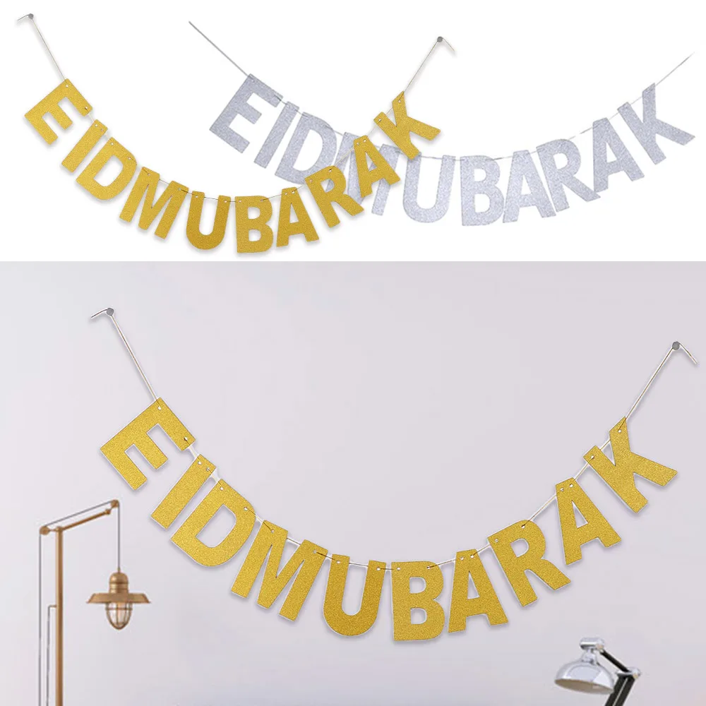 EID MUBARAK блестящая подвесная гирлянда из флажков исламское мусульманское украшение Мубарак Рамадан поставки практичный Многофункциональный