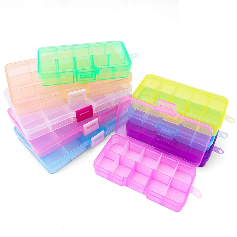 10Grids 15Grids Plastic Organizer Storage Container Jewelry Organizer Box with Adjustable Dividers for Beads Crafts Jewelry DIY