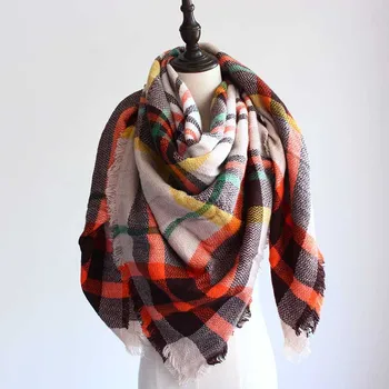 

2019 autumn and winter new 140*140cm ladies scarf camouflage plaid warm thick thick scarf beautiful shawl