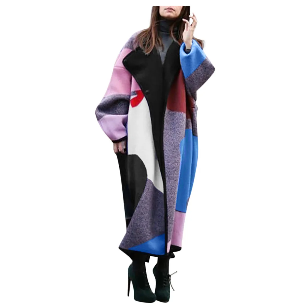 

SAGACE 2019 Winter Woman Wool Loose Long sleeve Coat Women Woolen Simple Coat Elegant Lady patchwork Long Coats Cardigan