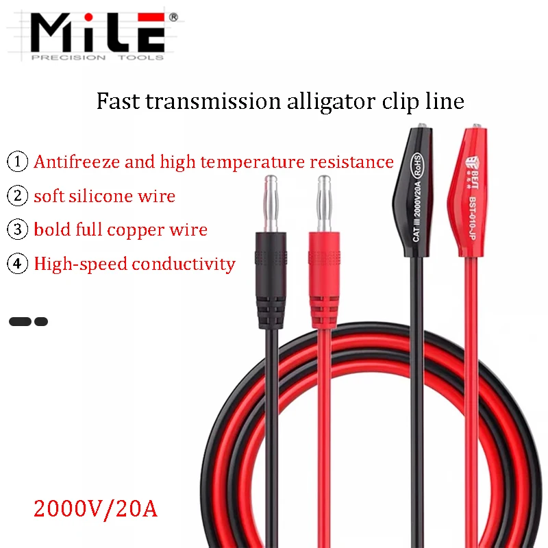 

1Pair 104cm Alligator Clips Wire to AV Banana Plug Test Cable Line Lead Connector Dual Tester Probe for Multimeter Measure Tools