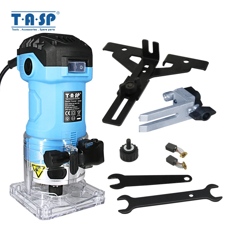 TASP 600W Electric Laminate Edge Trimmer Mini Wood Router 6.35mm Collet Carving Machine Carpentry W