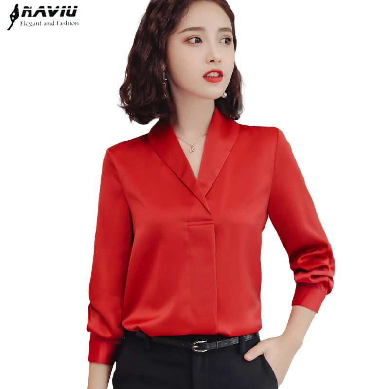 Fashion Women Red Shirt Long Sleeve New 