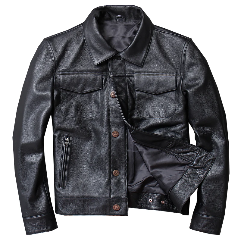Мужская повседневная кожаная куртка. Подарок для отца кожаная куртка, Мужская куртка из натуральной кожи. Зимняя теплая черная верхняя одежда