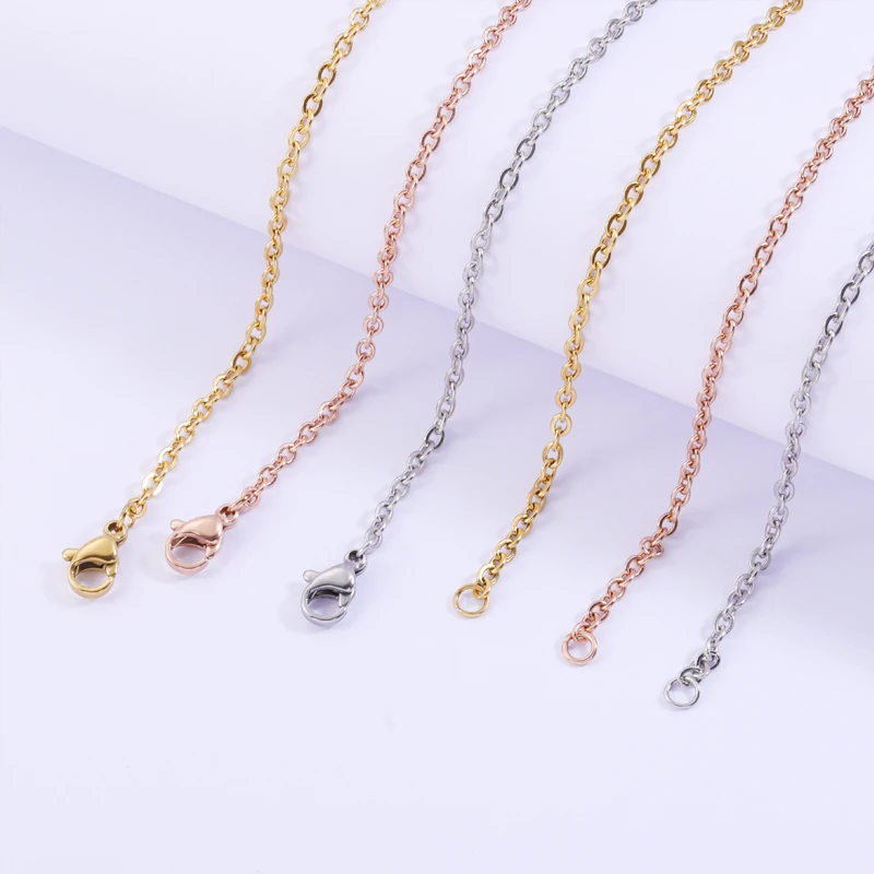 Fnixtar collares de cadena de de acero inoxidable, collares de 1mm, 1,5mm, 2mm de grosor, joyería para mujer, 10 Uds., 40, 45, 50, 55, 60cm| de cadena| - AliExpress