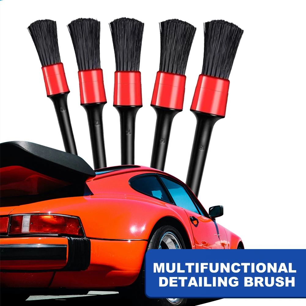 Red Koueja101 5Pcs/Set Car Maintenance Detailing Brushes Wheel Interior Seat Cleaning Tool 