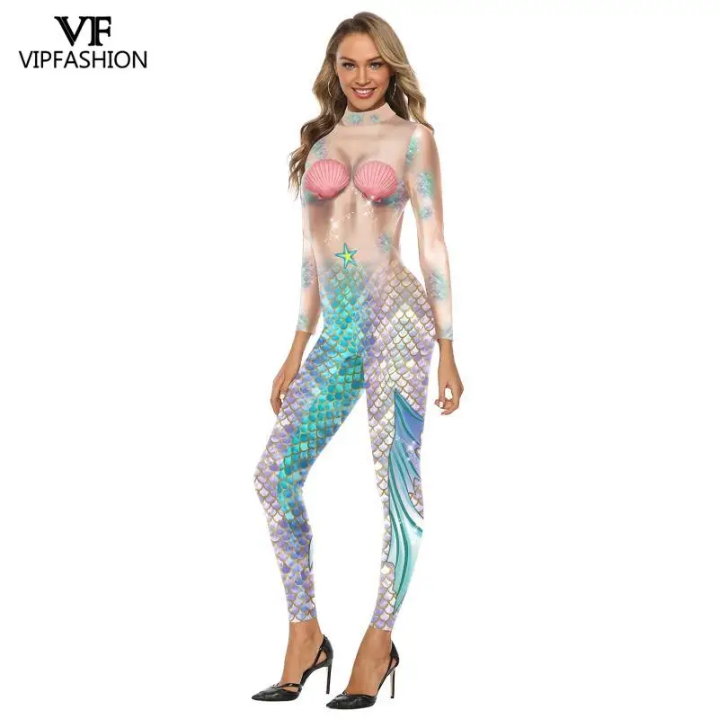 VIP новые модные Femme с принтом русалки комбинезоны вечерние танцевальные костюмы