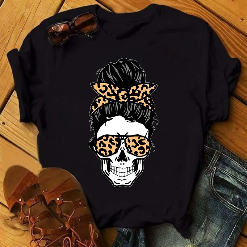 Women's T-shirt Harajuku Skull Deer Camouflage Burlap Turban T-shirt Clothes Short Sleeve Graphic T-shirt Tops in the Woods graphic tees Tees