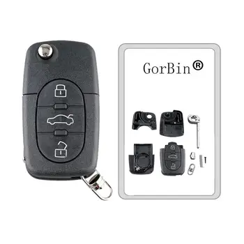 

GORBIN New Flip Key Remote Car Key Shell for Audi A2 A3 A4 A6 A8 TT Fob Case Cover 4D0 837 231 K 3 Buttons with Uncut blade HU66