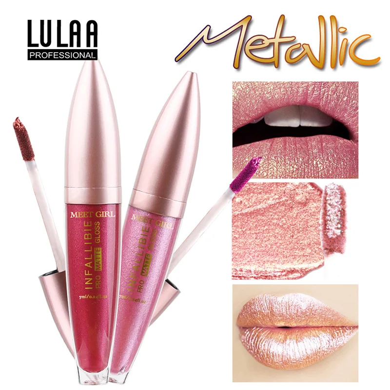 Сексуальный Металлический блеск для губ Матовая жидкая губная помада Блестящий
