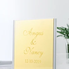 Персонализированная Свадебная Гостевая книга, жесткая акриловая зеркальная Золотая Серебряная Свадебная Гостевая книга для свадьбы, альбом на заказ, гостевая книга