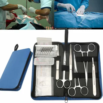 

11/13/19Pcs Suture Practice Kit Medical Student Surgical Debridement Skin Model Suture Needle Scissors Tweezers Course Tool Set